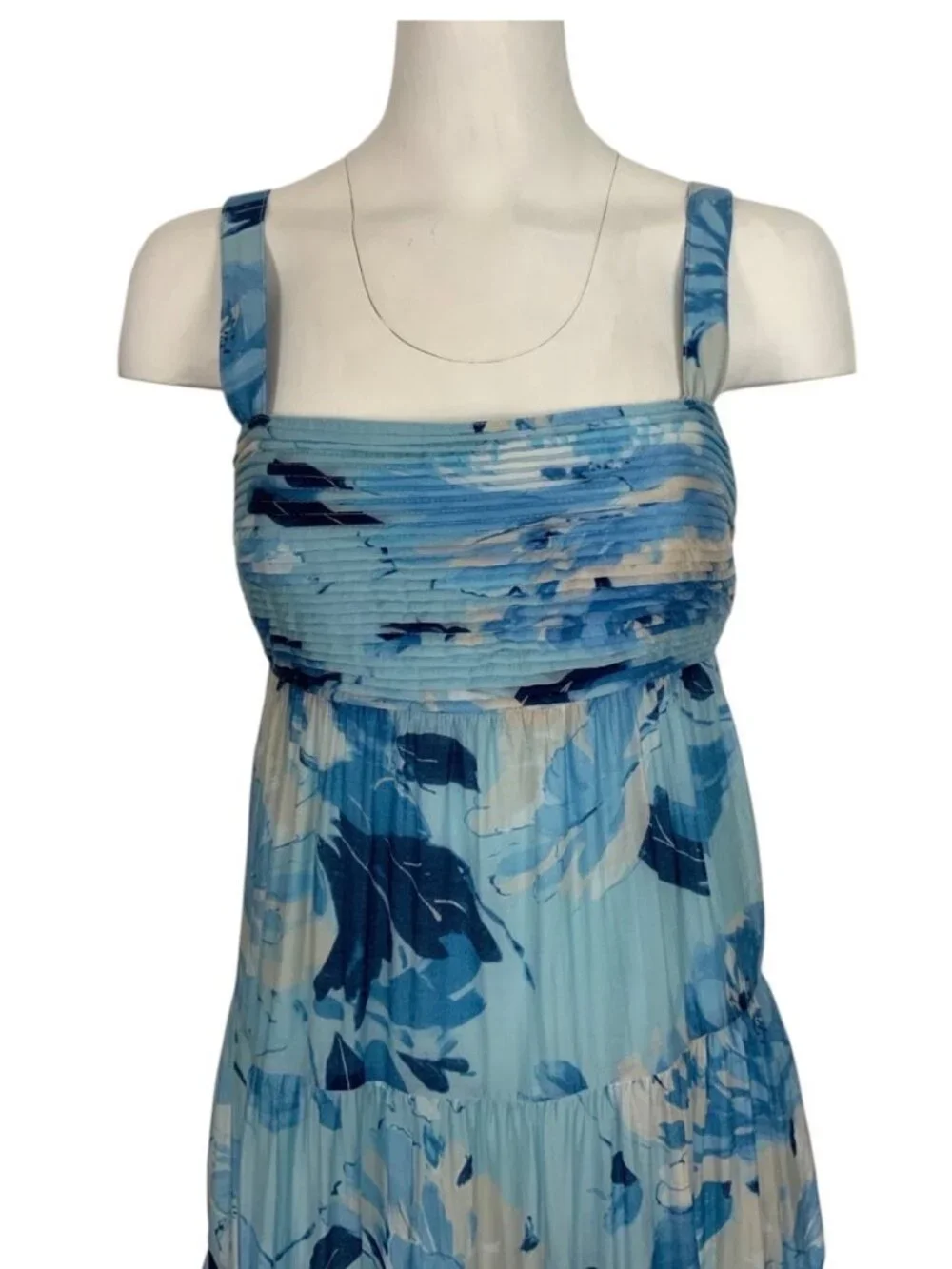 Abercrombie and Fitch Floral Tiered Maxi Dress SP Petite Blue ALTERED